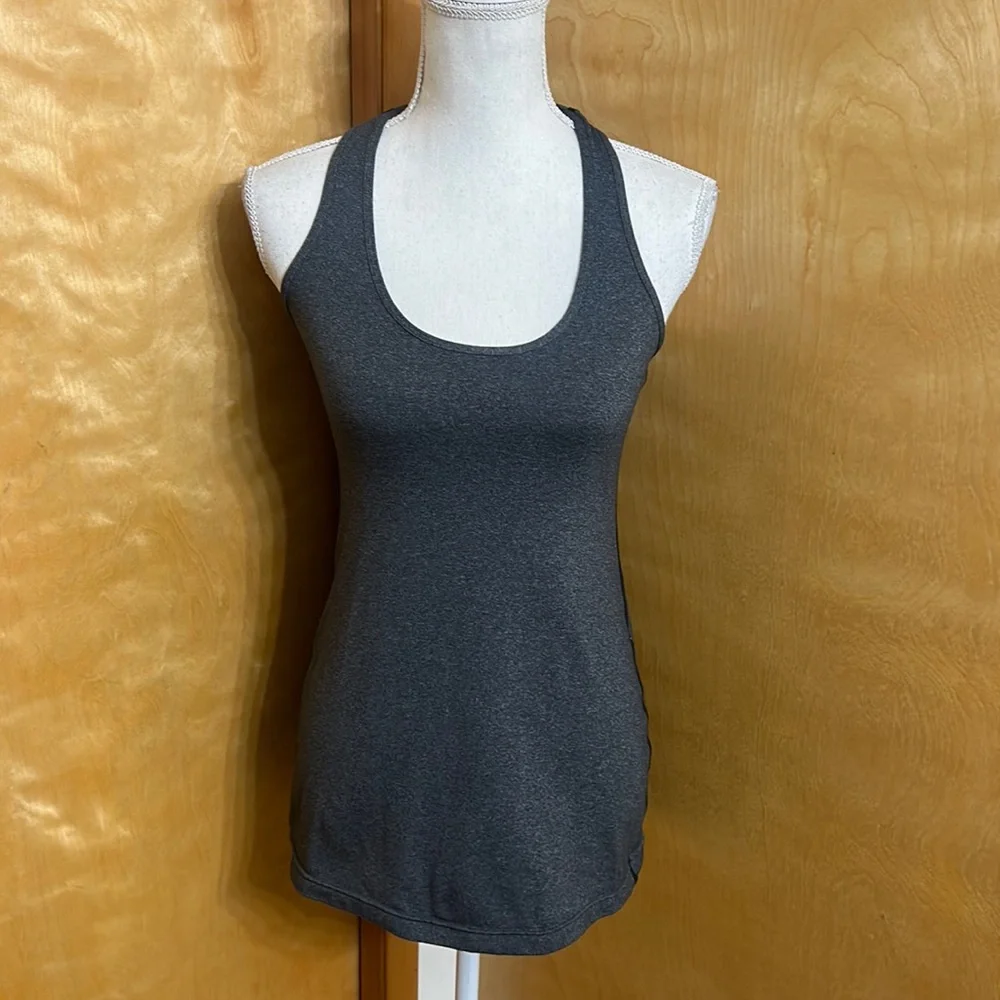 Lululemon Dark Grey With Black Stripes Down Sides Cool Racerback Tank SE